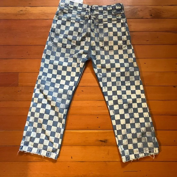 THE GREAT. Blue and White Floral Straight Leg Jeans - Picture 4 of 4